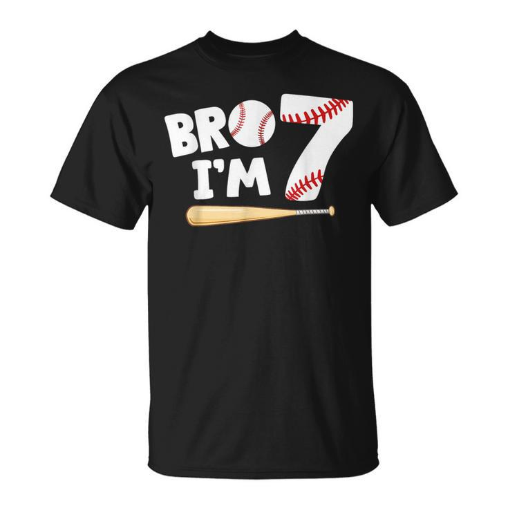 7Th Birthday Boy Bro I'm 7 Year Old Baseball Theme T-Shirt