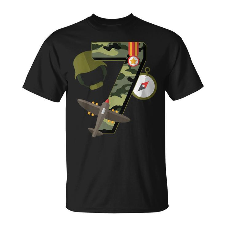 7Th Birthday Camouflage Hero Army Soldier T-Shirt