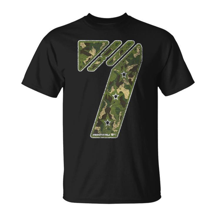 7Th Birthday Soldier 7 Year Old Military Themed Camo T-Shirt