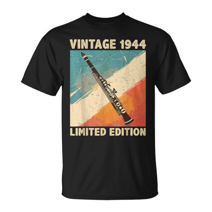 80 Years Old Vintage 1944 Clarinet Lover 80Th Birthday T-Shirt