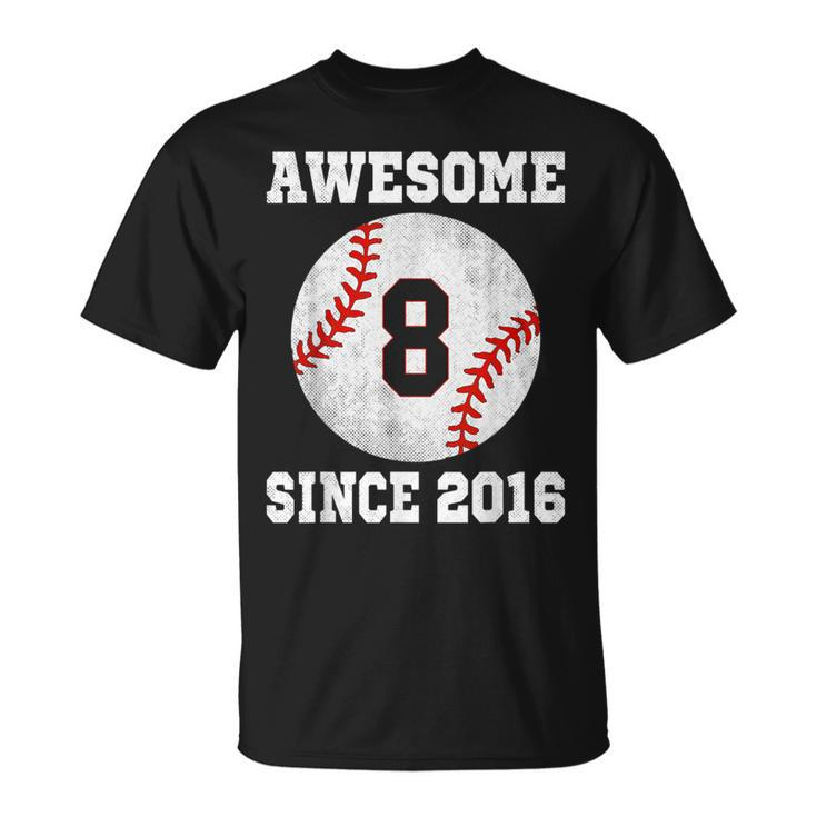 8Th Birthday Baseball Player 8 Years Old Vintage Sports T-Shirt