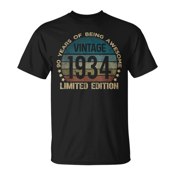 90Th Birthday 90 Year Old Vintage 1934 Limited Edition T-Shirt