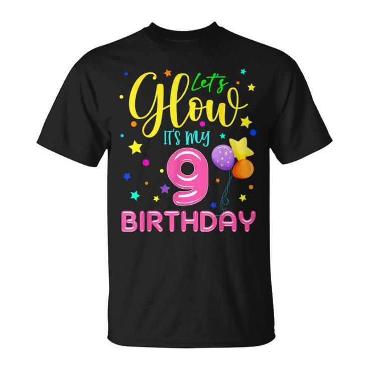 9Th B-Day Let's Glow It's My 9 Year Old Birthday Matching T-Shirt