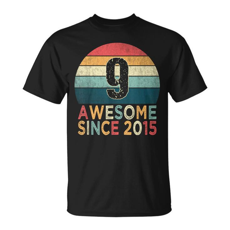 9Th Birthday Vintage Retro 9 Years Old Awesome Since 2015 T-Shirt