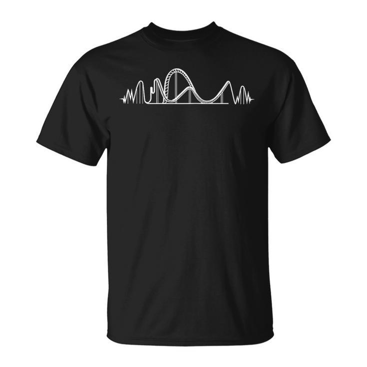 Achterbahn Herzschlag Ekg Themenpark Freizeitpark T-Shirt