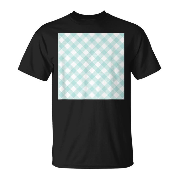 Aesthetic Pastel Teal Plaid Buffalo Print T-Shirt