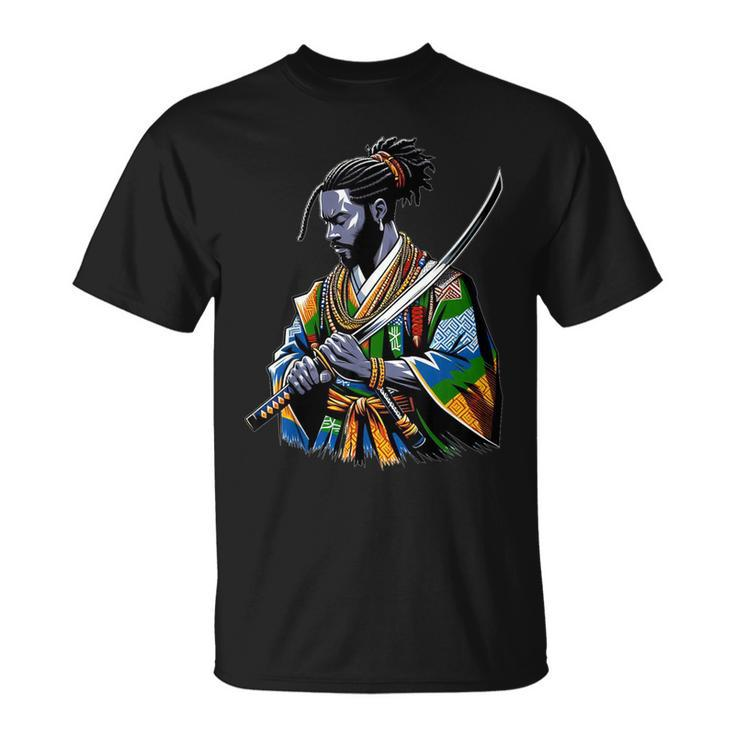 Afro American Samurai Anime Cartoon Japanese Bushido Warrior T-Shirt