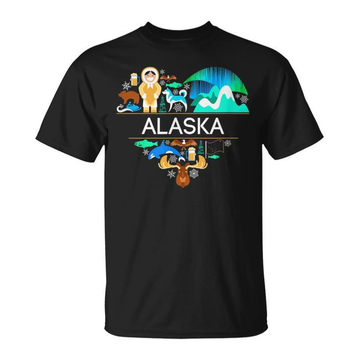 Alaska Icon Heart With Alaska Alaskan Pride T-Shirt