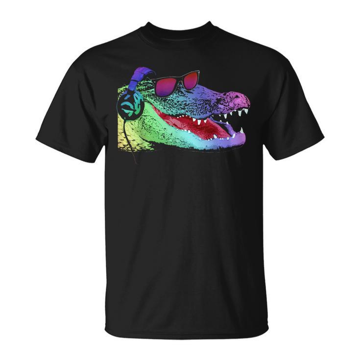 Alligator With Headphones And Sunglasses T-Shirt