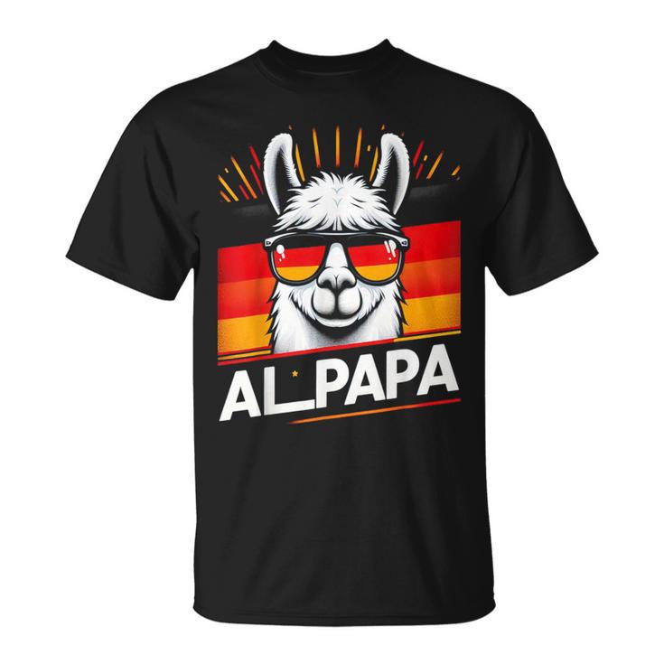 Alpapaatertag Papa Alpaka Retrointage Deutschland Flagge T-Shirt