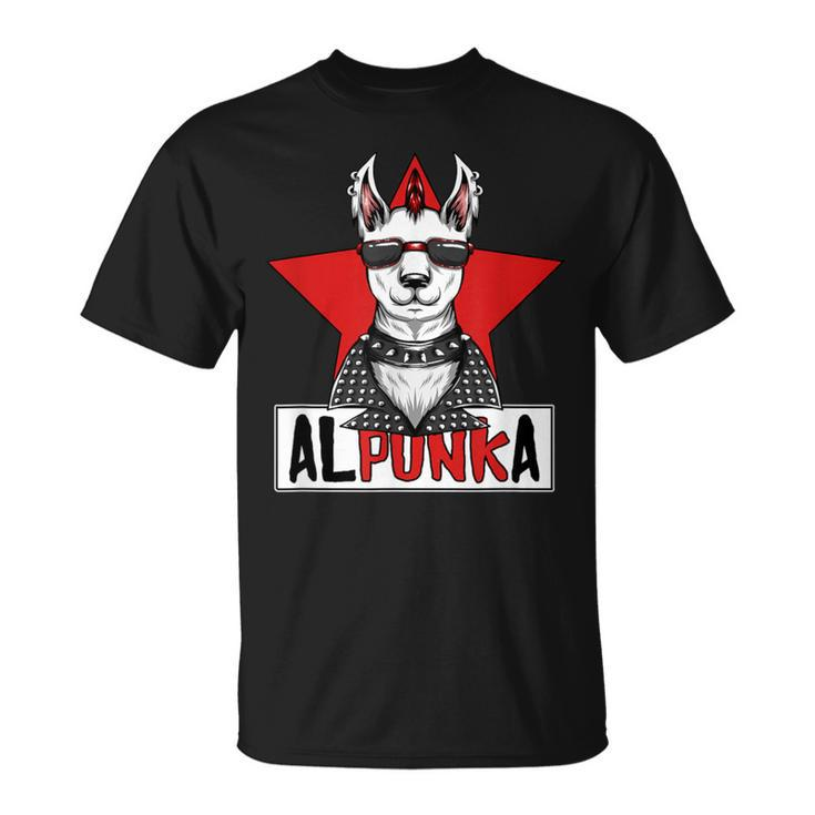 Alpunka Punk Alpaca Lama Punk Rock Rocker Anarchy T-Shirt