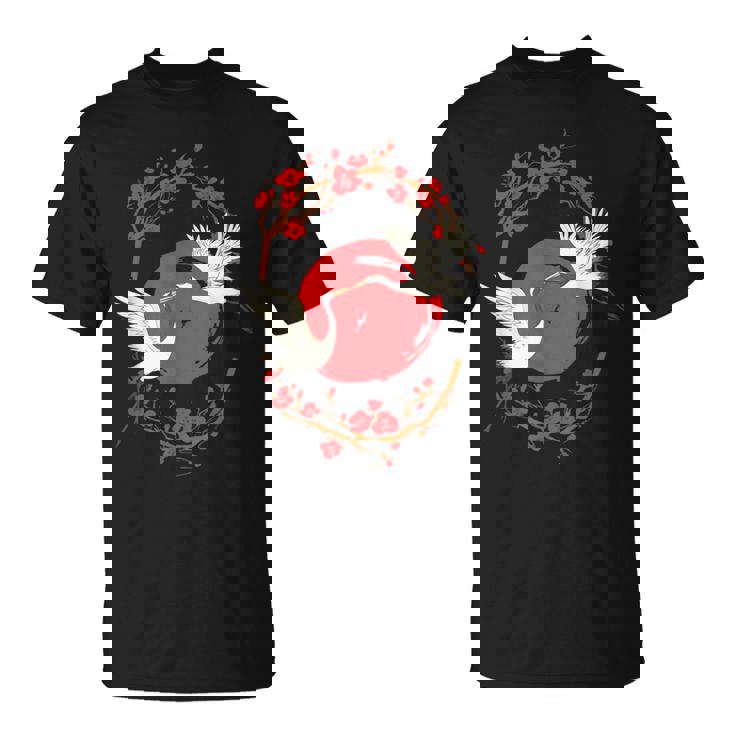 Amante De Las Grullas Comunes Adorables Pájaros Amantes De Las Flores Camiseta unisex