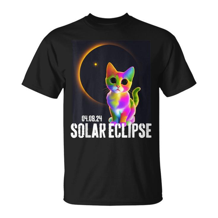 America Totality 04 08 24 Total Solar Eclipse 2024 Cute Cat T-Shirt