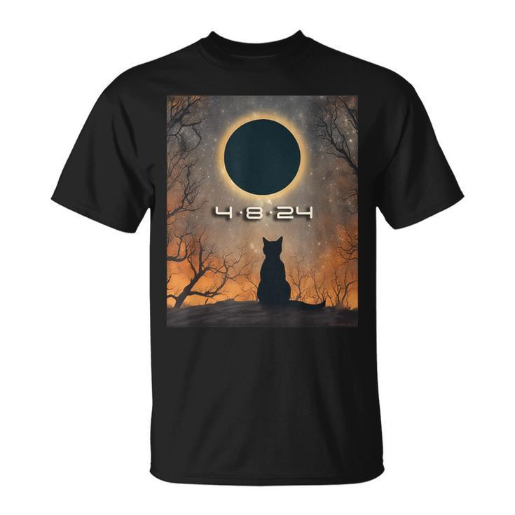America Totality 4-8-2024 Cat Watching Total Solar Eclipse T-Shirt