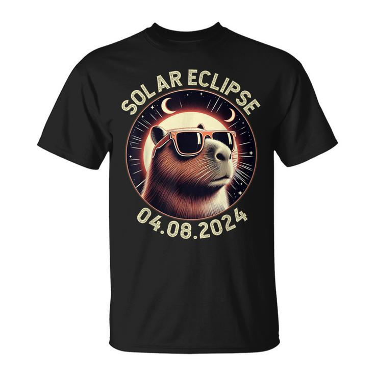 America Totality 40824 Retro Capybara Solar Eclipse 2024 T-Shirt
