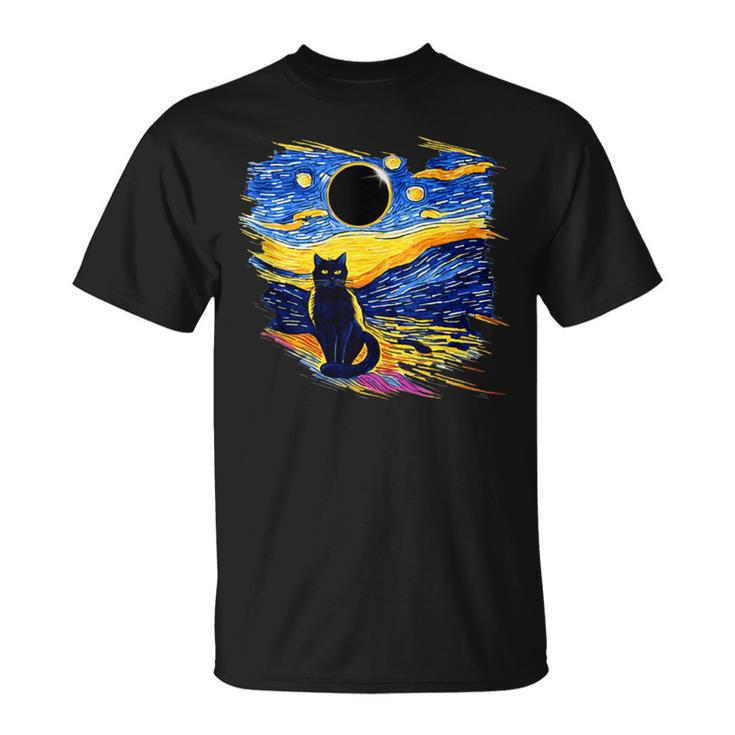 America Totality Solar Eclipse 2024 Starry Night Van Gogh T-Shirt