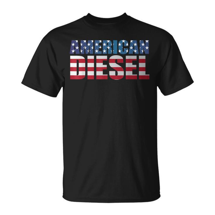 American Diesel Truck Diesel Flag Usa America T-Shirt