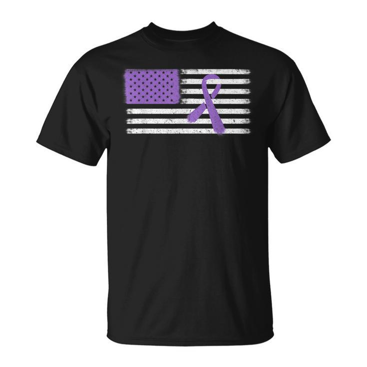 American Flag Alzheimer's & Epilepsy Ribbon Awareness T-Shirt