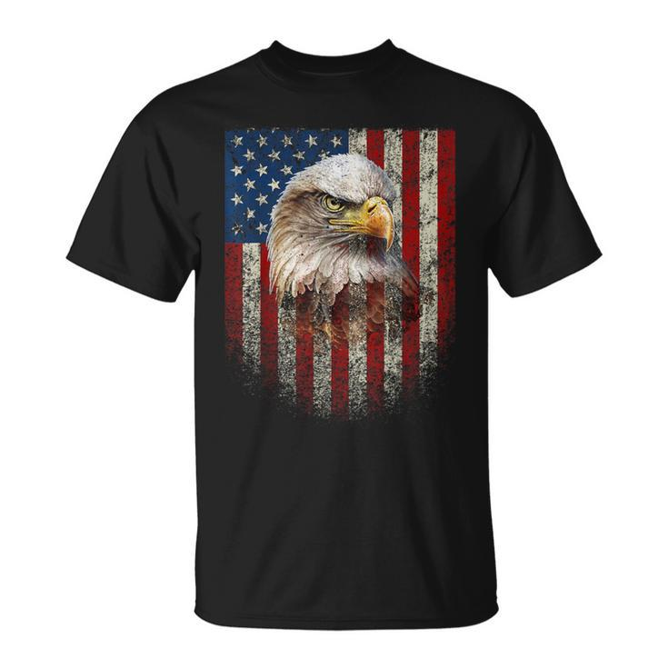 American Flag Bald Eagle Patriotic Red White Blue T-Shirt