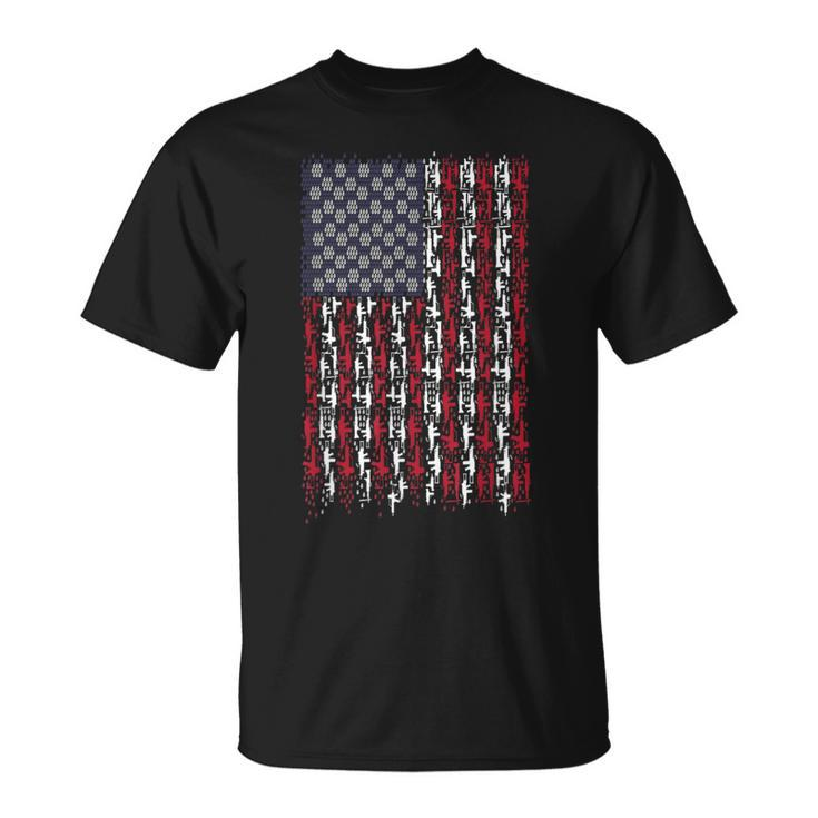 American Flag Guns Grenades Rifles Weapons Freedom T-Shirt