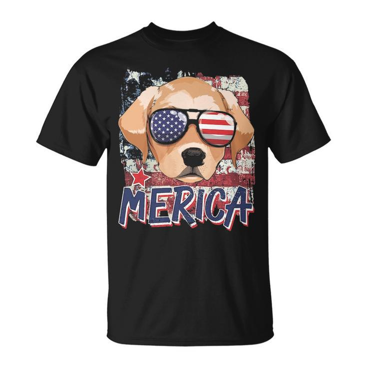 American Flag Merica Labrador Retriever 4Th Of July Boys T-Shirt