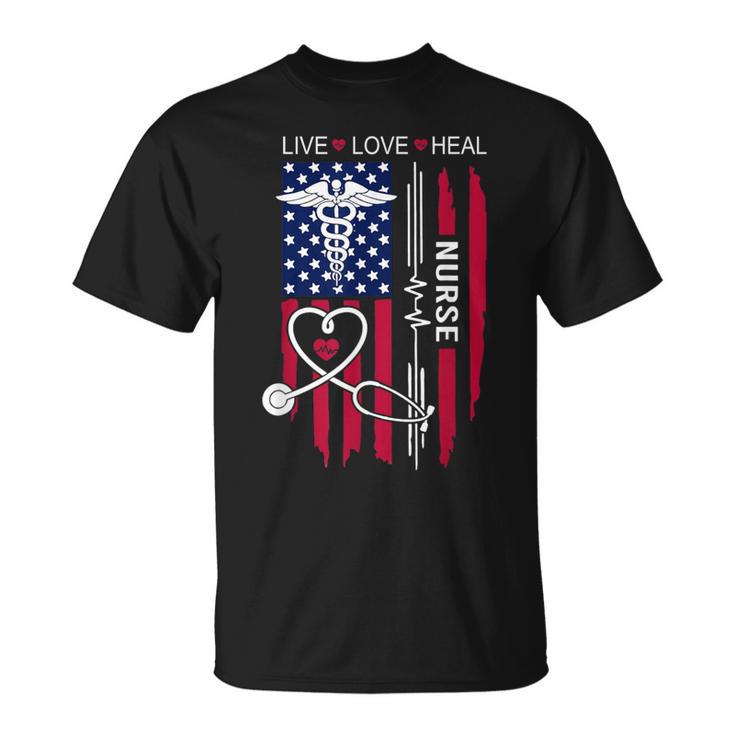 American Flag Nurse Day Week Nurse Nurse's Day T-Shirt