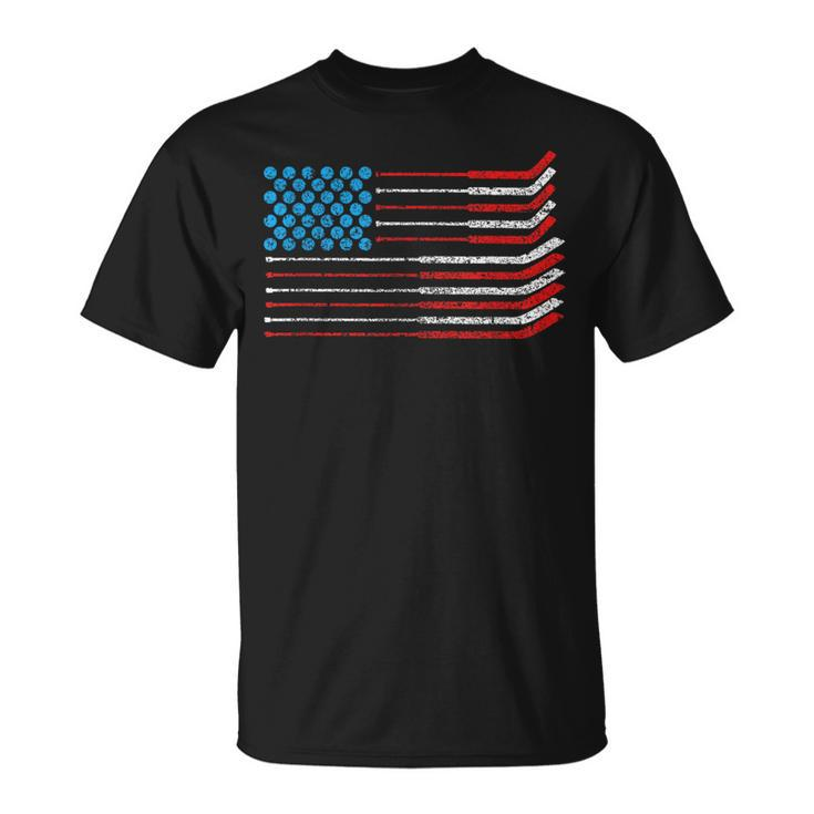 American Flag Patriotic 4Th Of July Hockey T-Shirt