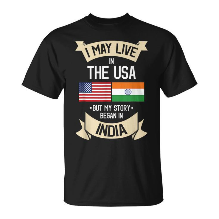 American Flag Uad Indian India Roots T-Shirt