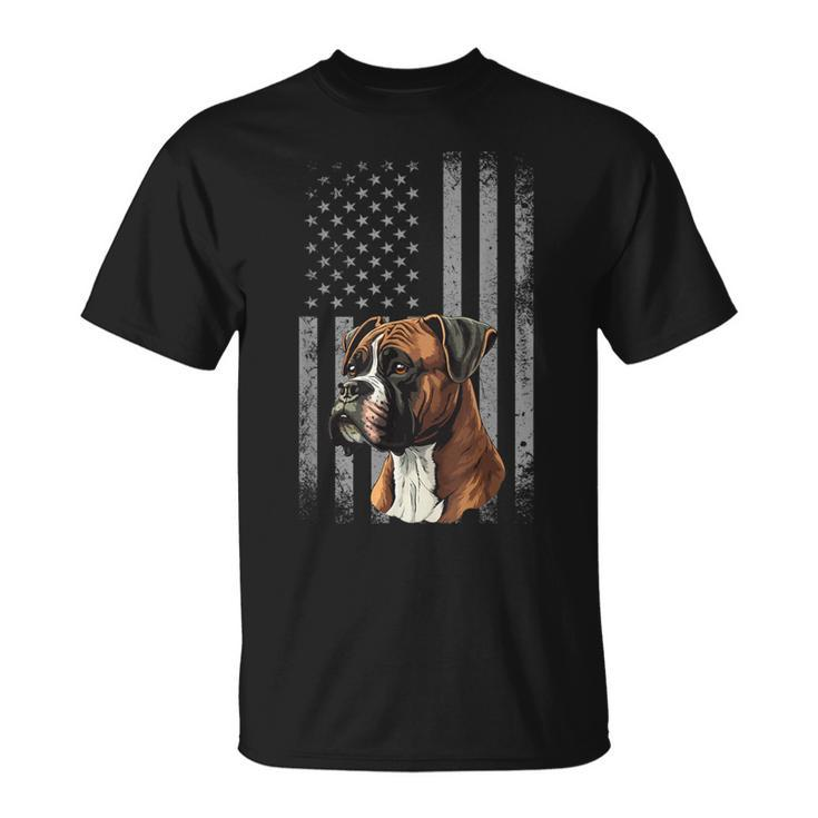 American Flag Usa Patriot Boxer Dog Dad T-Shirt