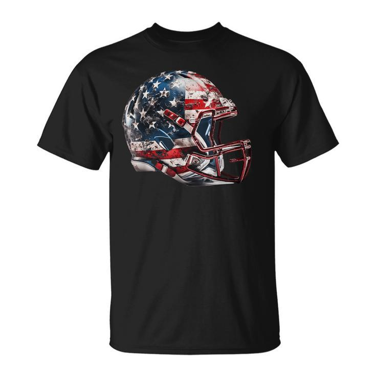 American Football Helmet Us Flag T-Shirt