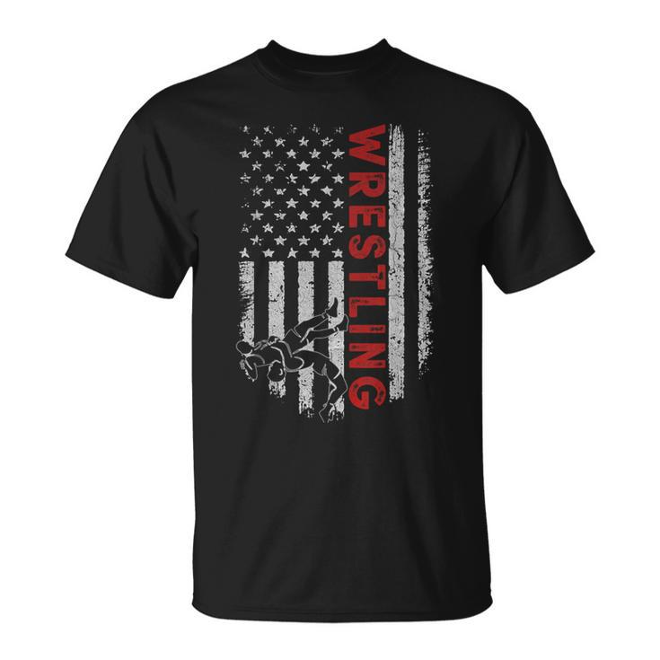 American Wrestling Apparel Us Flag Wrestling For Wresters T-Shirt