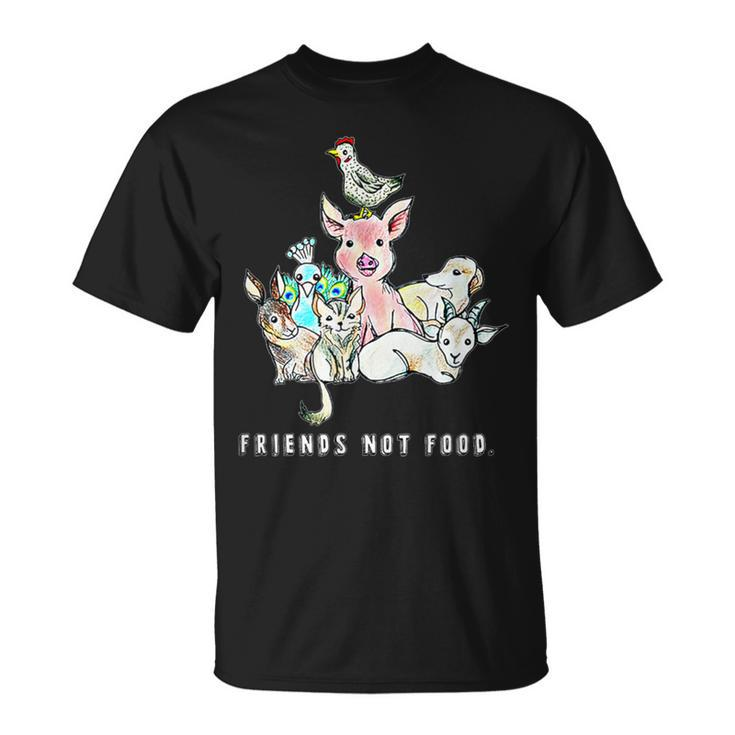 Animals Are Friends Not Food Pig Cow Sheep Vegan Vegetarian T-Shirt