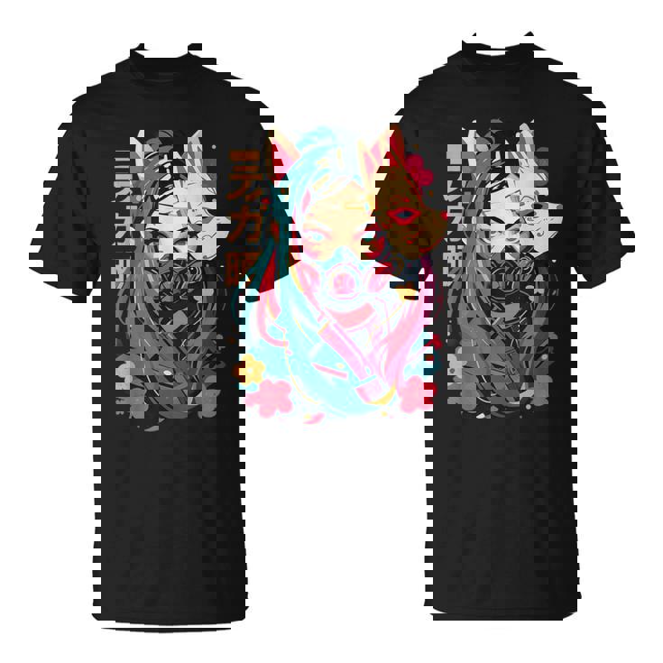Anime Manga Cyberpunk Aesthetic Techwear Harajuku Kitsune Camiseta unisex