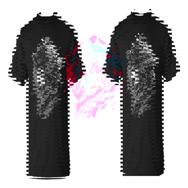 Anime Manga Cyberpunk Aesthetic Techwear Harajuku Wolf Camiseta unisex