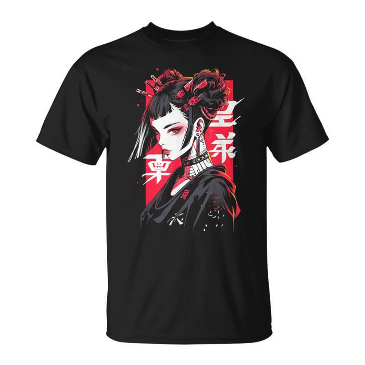 Anime Manga Cyberpunk Aesthetic Techwear Harajuku Punk Black T-Shirt