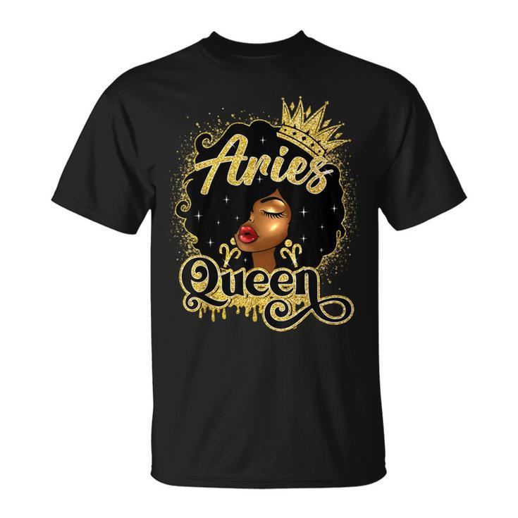 Aries Queen Birthday Afro Natural Hair Black Women T-Shirt