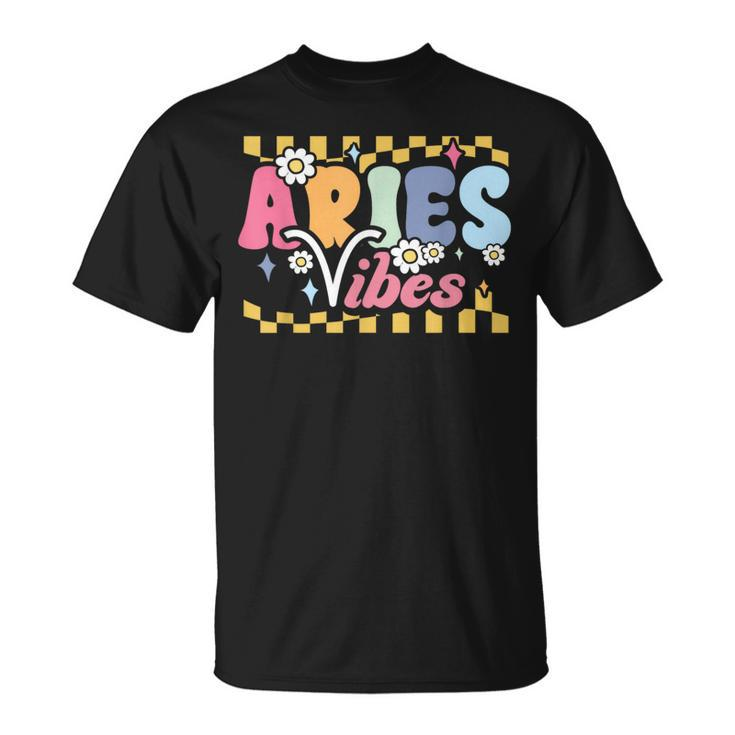 Aries Vibes Zodiac March April Birthday Astrology Groovy T-Shirt