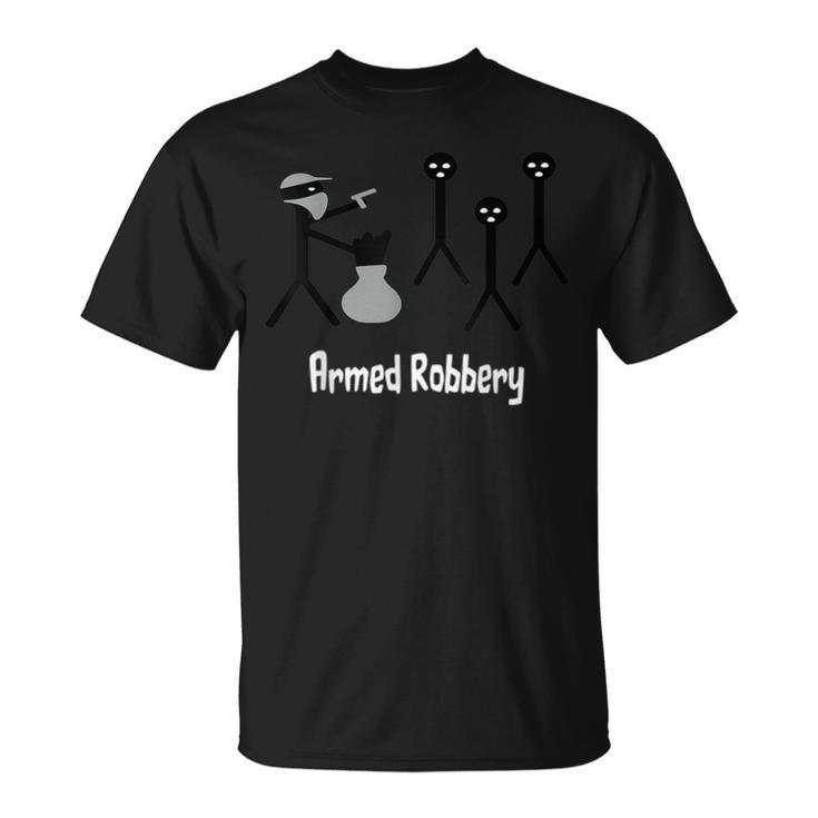 Armed Robbery Robber Stick Figure Stick Man Printed T-Shirt