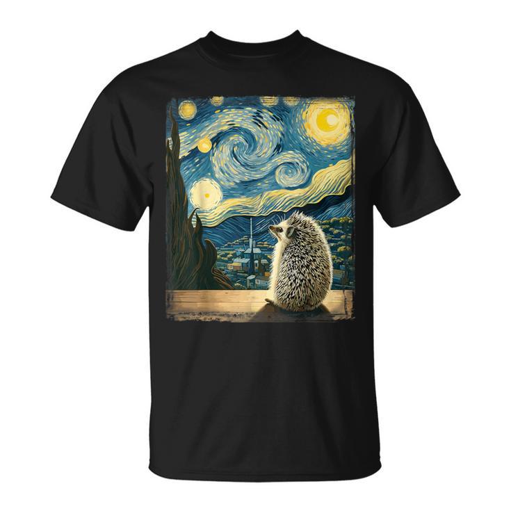 Artistic Hedgehog Van Gogh Style Starry Night Hedgehog T-Shirt