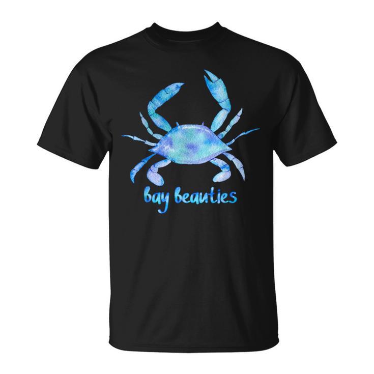 Artistic Watercolor Blue Crab Bay Beauties T-Shirt