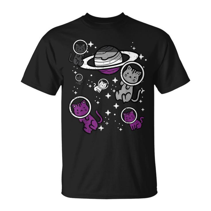 Asexual Cats Planet Ace Pride Flag Lgbt Space Girl Kid T-Shirt