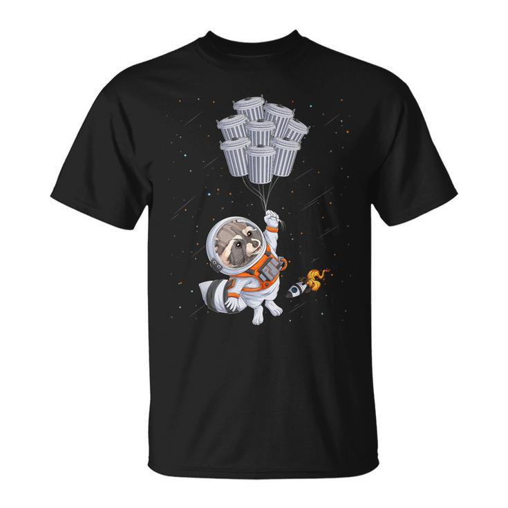 Astronaut Animal Raccoon Moon Trash Cans Space T-Shirt