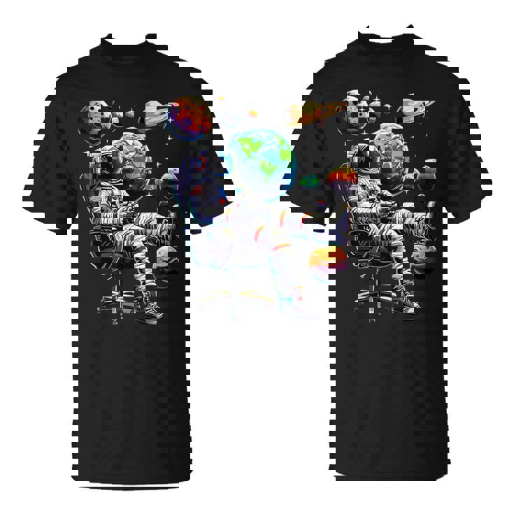 Astronaut Gamer Space Gaming System Planets T-Shirt