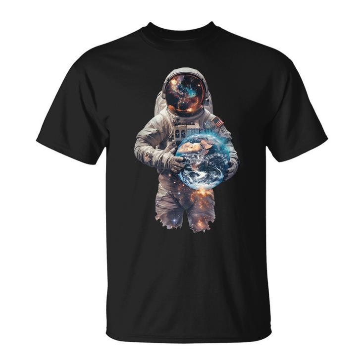 Astronaut Holds Earth In Space T-Shirt