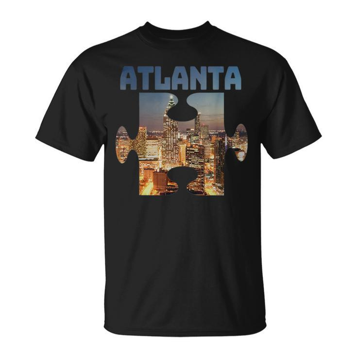 Atlanta Georgia City Skyline Souvenir Puzzle Piece T-Shirt