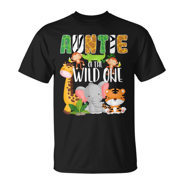 Auntie Of The Wild One Zoo Theme Birthday Safari Animals T-Shirt