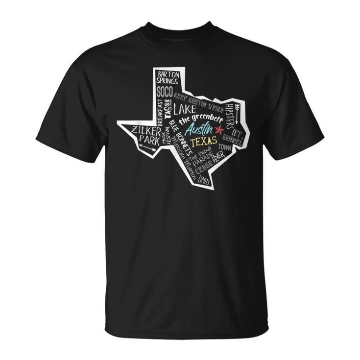 Austin Texas Poster Austin Texas Souvenir T-Shirt