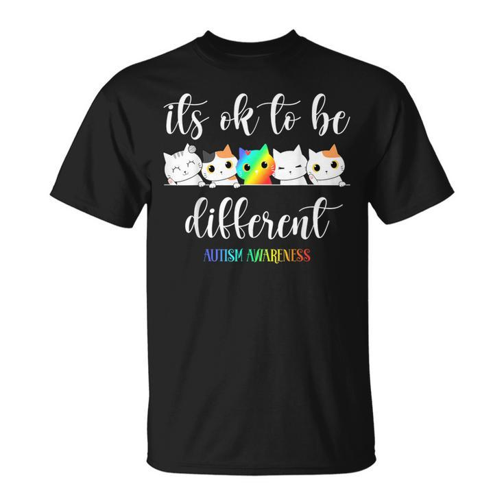 Autism Awareness Cat It's Ok To Be Different Autistic T-Shirt