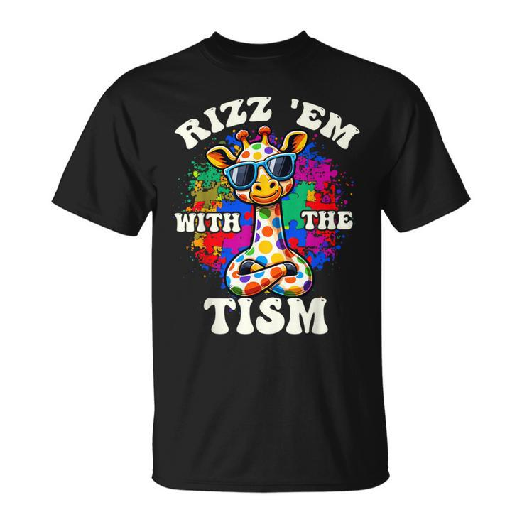 Autism Rizz Em With The Tism Meme Autistic Giraffe T-Shirt