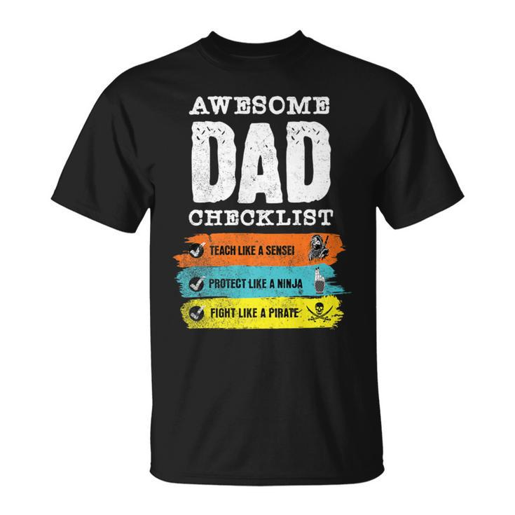 Awesome Dad Checklist Hilarious Geeky T-Shirt